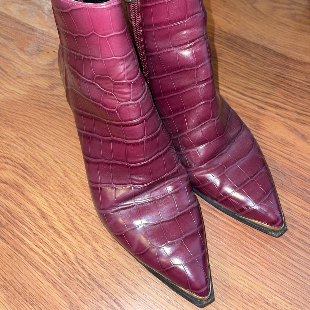 Red leather booties
